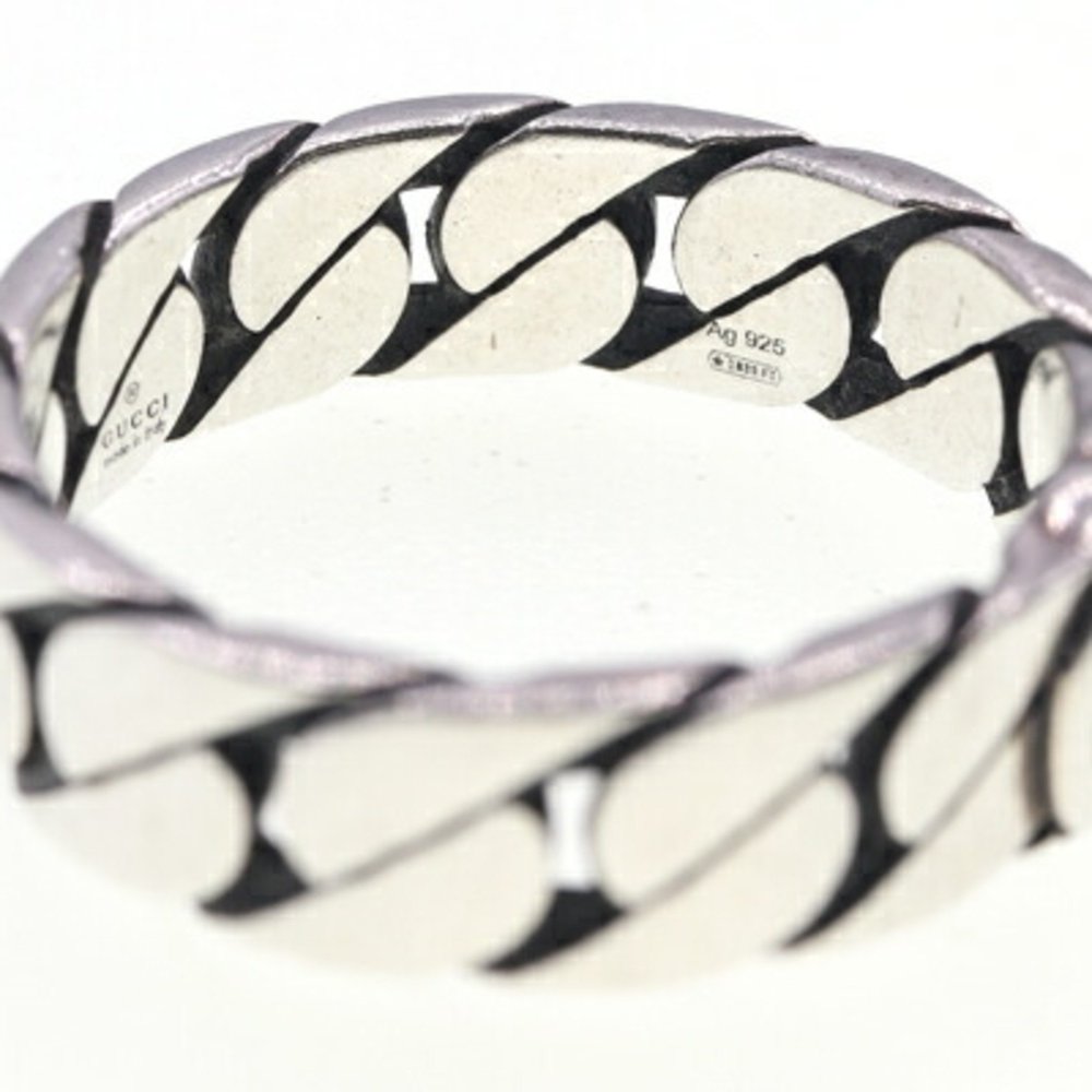 Gucci Ring Interlocking G Wide 661513 SV Sterling Silver 925 Size 18 Chain Me... - Picture 3 of 7